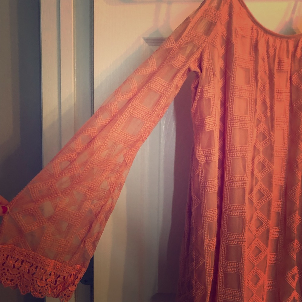 Boho chic lace open shoulder dress